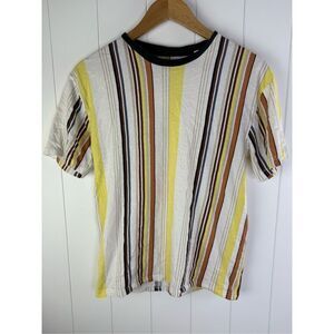 PAC Cares Pacsun Ringer Vintage Style Vertical Stripe Tight Semi Cropped Tee S